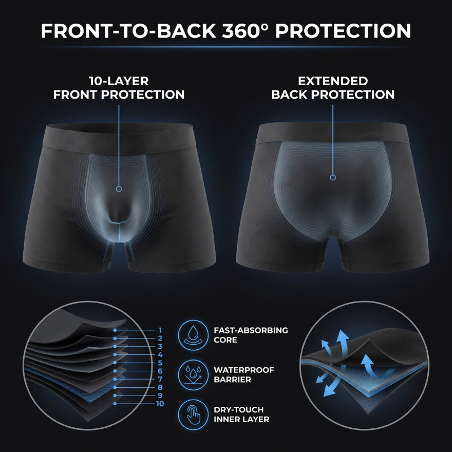 Finally — Boxers That Keep You Dry All Day. No Pads. No Diapers. No One Knows.